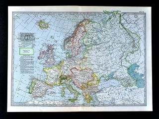 1902 Century Atlas Map Europe Italy Spain France Germany Britain Austria Sweden