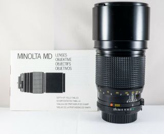 Exc,  Minolta Md 200mm F/2.  8 Rare Lens For Minolta Sr Mc Mount Also Sony E Fe