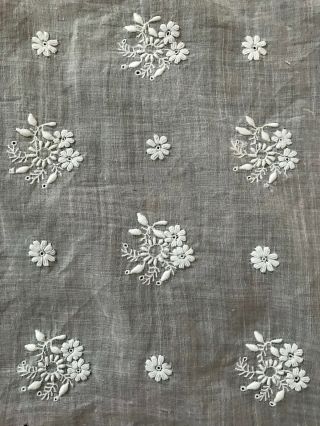Antique Pre 1900 Silk Muslin Hand Embroidered With Floral Design 17 " By 15 "