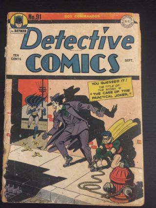 Detective Comics 91 1944 Classic Joker Cover Batman Robin Goldenage Rare Movie