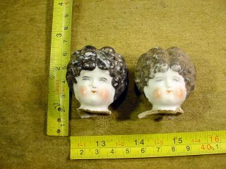 2 X Excavated Vintage Victorian Faded Painted Doll Head Age 1860 Hertwig A 13445