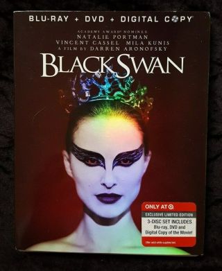 Black Swan Target Exclusive (blu - Ray,  3 Disc Set) Rare Slipcover Clear Case