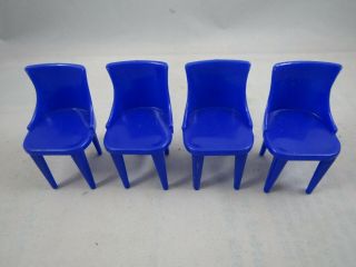 4 Vintage Plasco Toy Plastic Dollhouse Furniture Kitchen Dining Room Chair 2.  25”
