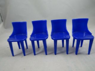 4 Vintage Plasco Toy Plastic Dollhouse Furniture Kitchen Dining Room Chair 2.  25” 2