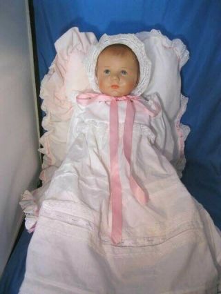 Very Rare Vinyl 21 " Baby Doll With Pillow By Kathe Kruse Du Mein Sand Baby