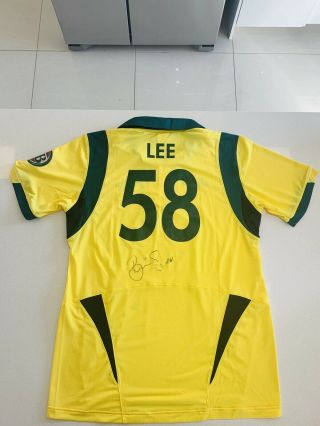 Match Worn Brett Lee 2011 / 2012 Odi Signed Australia Shirt.  Rare 