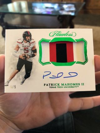 Patrick Mahomes Ii 2019 Flawless Collegiate Patch Auto Chiefs - 4/5 Rare First