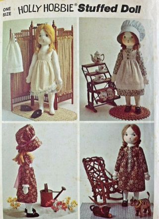 Vintage 1973 Holly Hobbie Stuffed Doll Sewing Pattern Dresses Bonnet Shoes Uncut