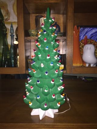 Rare Mid Century Atlantic Mold Very Large Ceramic Lighted Vintage Christmas Tree