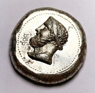 Rare Roman Usvi 1 Oz Old Hand Pour.  999 Silver Ingot Bar / Coin Virgin Island
