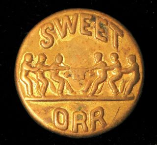 Antique Sweet Orr Tug Of War Button Pin Gold Filled Workwear Union