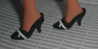 Shoes Barbie Doll Black And White Bow Closed Toe High Heel Pumps Accessory