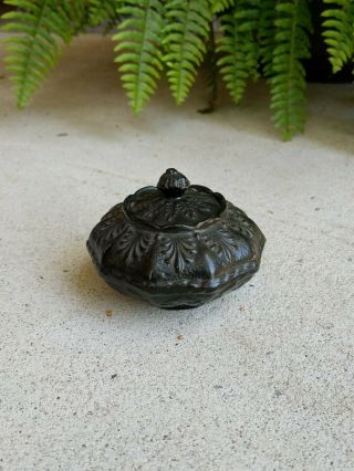 Antique Black Basalt Lidded Sugar Bowl