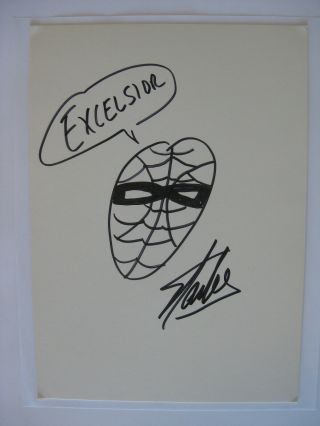 Stan Lee - Rare Large Hand Drawn & Autographed Sketch Of Spider - Man