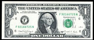 1988 - A $1 Frn Federal Reserve Note Rare F - N Fw Block Gem Unc (c)