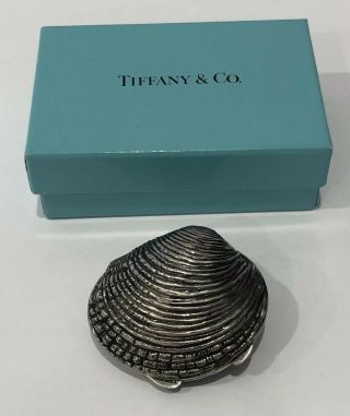 Rare Tiffany & Co.  Sterling Silver.  925 Clam Sea Shell Pill Box Case - Italy
