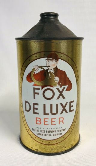 Rare Fox Deluxe Qt.  Cone Top Beer Can Grand Rapids Michigan Irtp