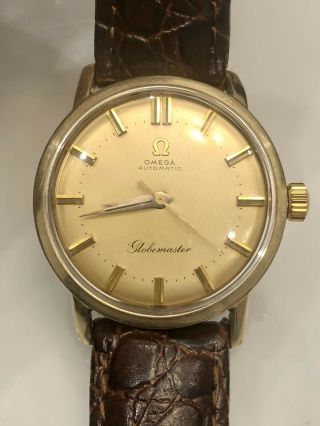 Rare 1958 Omega Globemaster Cal 501 10k Gf Bezel 32mm Automatic Watch