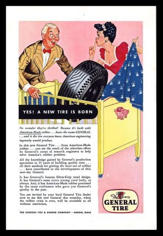Antique 1943 General Tire & Rubber Company Vintage Print Ad
