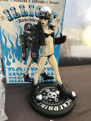 Illicit Rocker Biker Girl 19 " Electric Tiki Sideshow Martin Emond 105 Ac Statue