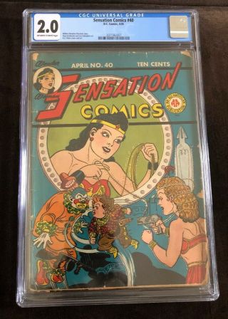Sensation Comics 40 Cgc 2.  0 (wonder Woman/golden Age) Rare Like 1 Movie Soon