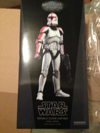 Sideshow Star Wars Republic Clone Captain (red) Trooper 12 " 1:6 Scale