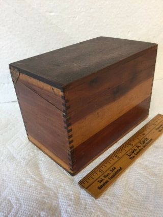 Antique Vintage Cedar Wood Dovetailed Index File Recipe Box