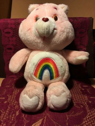 Vintage 1983 Kenner Plush Cheer Bear Pink W/rainbow Care Bears