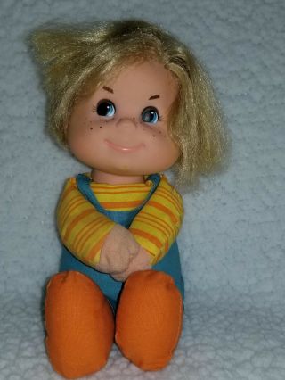 Mattel Baby Beans And Pets Doll Vintage 1975 Overalls Freckles Boy/no Dog