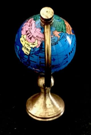 Vintage Miniature Metal Globe,  Brass Base,  Made In Holland 1:12