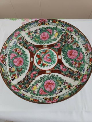 Antique Chinese Old Hand Painted Rose Medallion Porcelain Plate