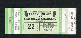 Very Rare 1984 Larry Holmes Vs San Diego Chargers Boxing Ticket Football