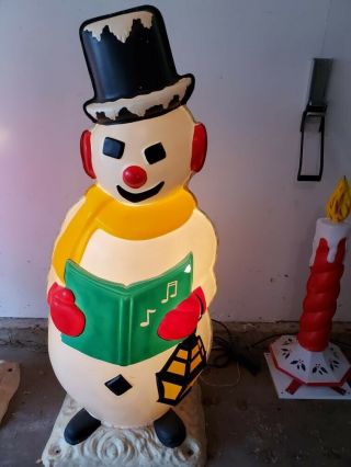 Rare Huge 5’ Vintage Snowman Blow Mold Polk Brothers La Goodman