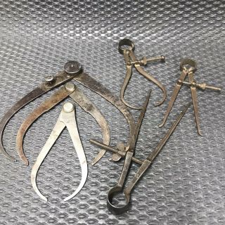 Antique Calipers Dividers 6” 4 - 1/2” 4” - Machinist Toolmaker Tools