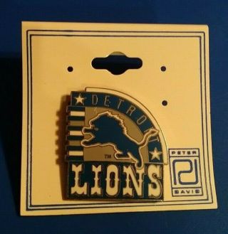 Vintage Nfl Football Detroit Lions Team Logo Peter David Enamel Pin Rare L@@k