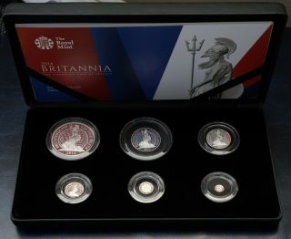 2014 Uk Britannia 6 - Coin Silver Proof Set Royal,  Gorgeous & Rare