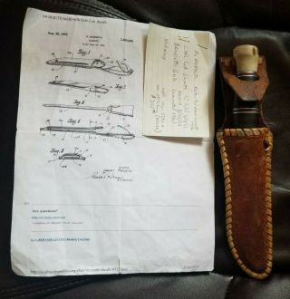 H.  Morseth Custom Fixed Blade Knife With Safe Lok Sheath - Vintage - Rare 9 1/4 " 5 "