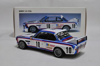 BMW 3.  0 CSL SPA 1973 Winner Quester Hezemans 10 Rare 87346 Autoart 1/18 2