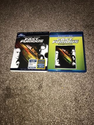 The Fast And The Furious 1 Blu - Ray Dvd Combo Rare 100th Anniversary Slipcover