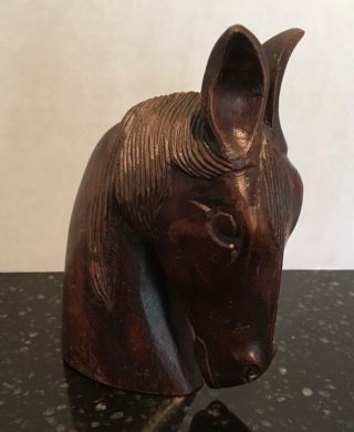 Vintage Antique Wood Carved Horse Head Statue Post Topper