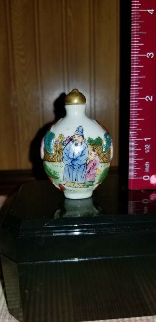 Antique Chinese Porcelain Snuff Bottle With Great Markings