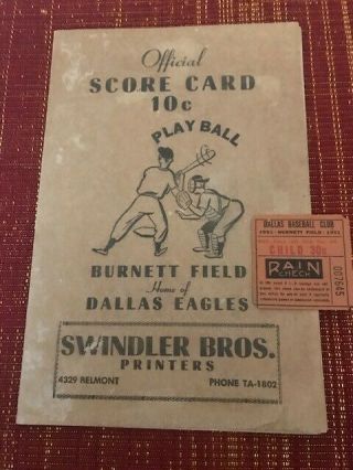 1951 Hof Mickey Mantle Yankees Spring Training Score Book And Ticket Stub - Rare