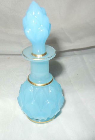 Antique 4 1/2 " Light Blue French Opaline Perfume Bottle & Stopper