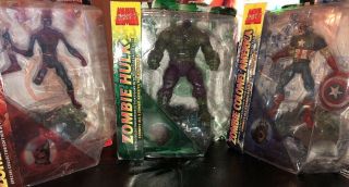 Marvel Select Zombie Hulk Spiderman And Colenel Captain America Action Figures