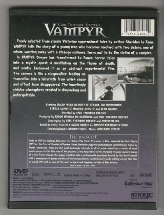 Carl Theodor Dreyer ' s Vampyr DVD Fullscreen Rare HTF Cult Horror Classic 2