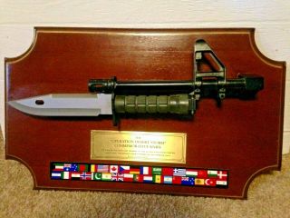 The Operation Desert Storm Commemorative Knife Plaque M9 Bayonet Rare Vhtf M - 9