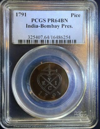 1791 East India Company Eic Pice Pcgs Pr64bn Rare Proof Clear Field W/ Detail
