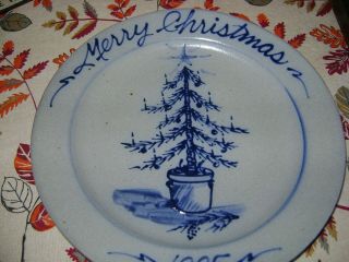 10.  5 " Vintage Rowe Pottery Plate Christmas Tree Salt Glazed 1995 Cambridge