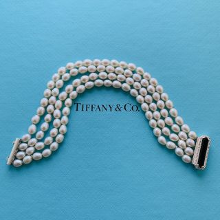 Rare Tiffany & Co Ziegfeld Onyx And Pearl Bracelet Rrp1300