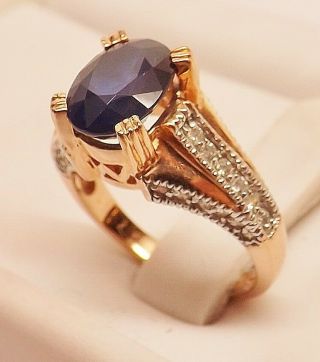 Rare Stunning 14kt Rose Gold 2 Ct Oval Sapphire & Diamond Jcr Gallery Ring Sz 6